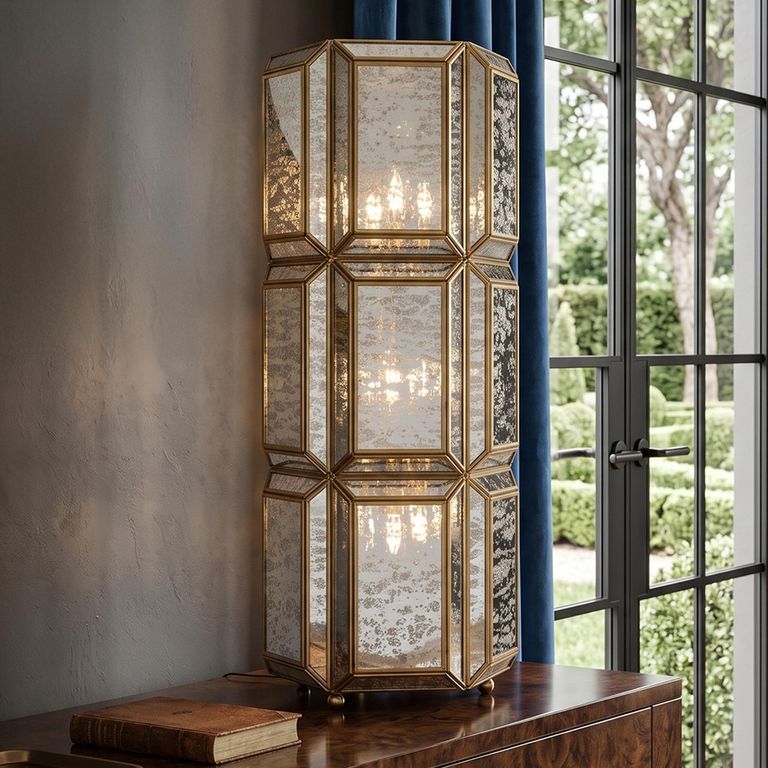 Yael Table Lamp - Octagon - Antique Brass - Glass