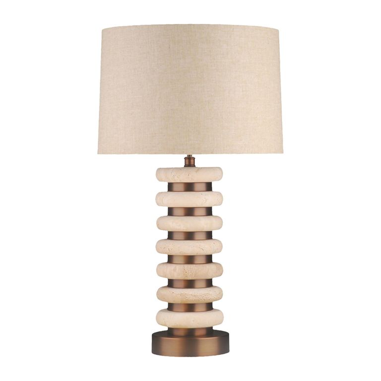 Blair Table Lamp - Round - Natural - Travertine