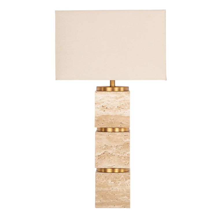 Jaella Table Lamp - Square - Beige - Travertine