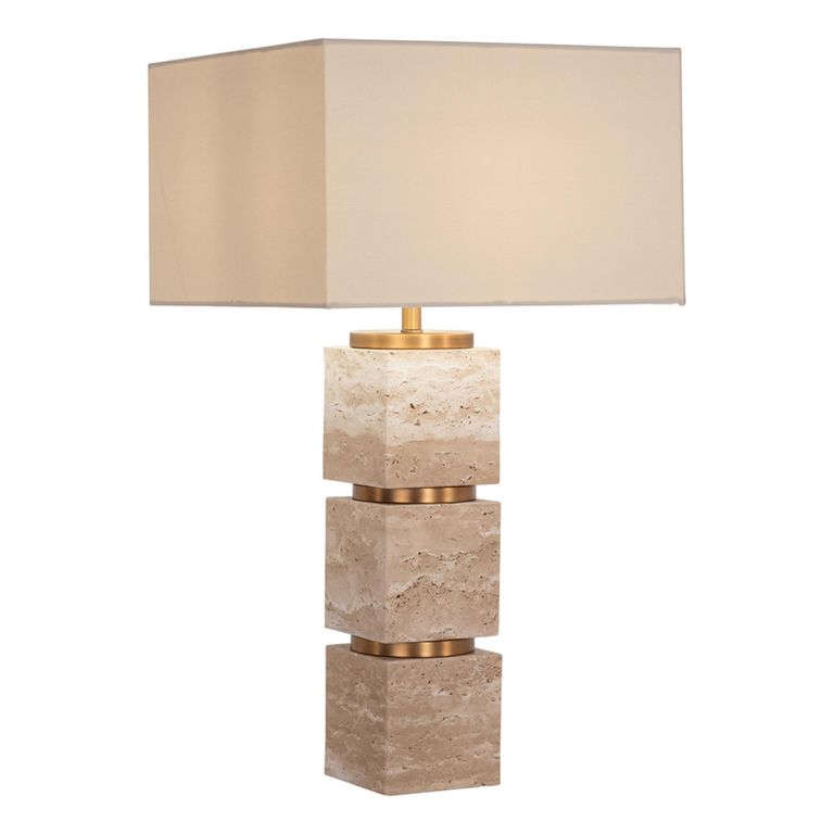 Jaella Table Lamp - Square - Beige - Travertine