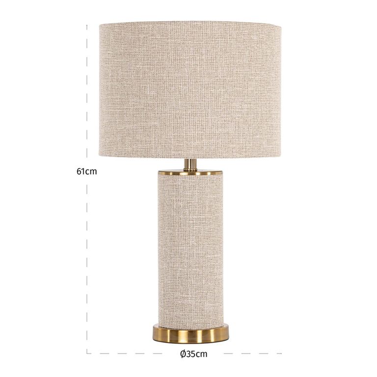 Joline Table Lamp - Round - Beige - Fabric