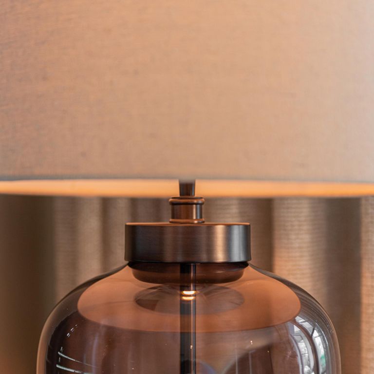 Monsoe Table Lamp - Round - Smoked Glass