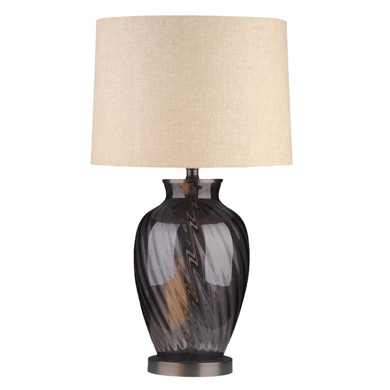 Rowan Table Lamp - Round - Smoked Glass