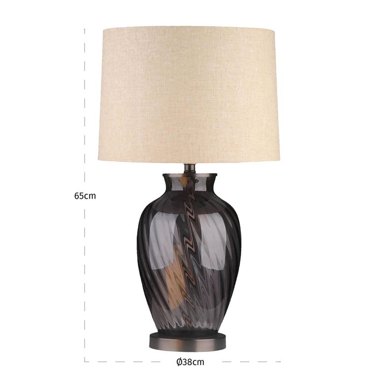 Rowan Table Lamp - Round - Smoked Glass