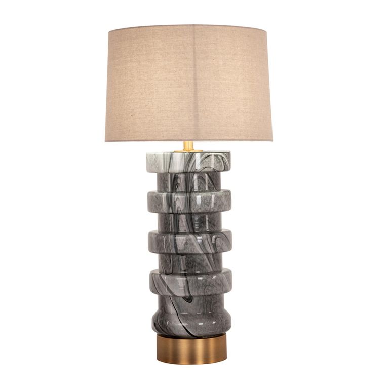 Jaylee Table Lamp - Round - Black and White - Glass