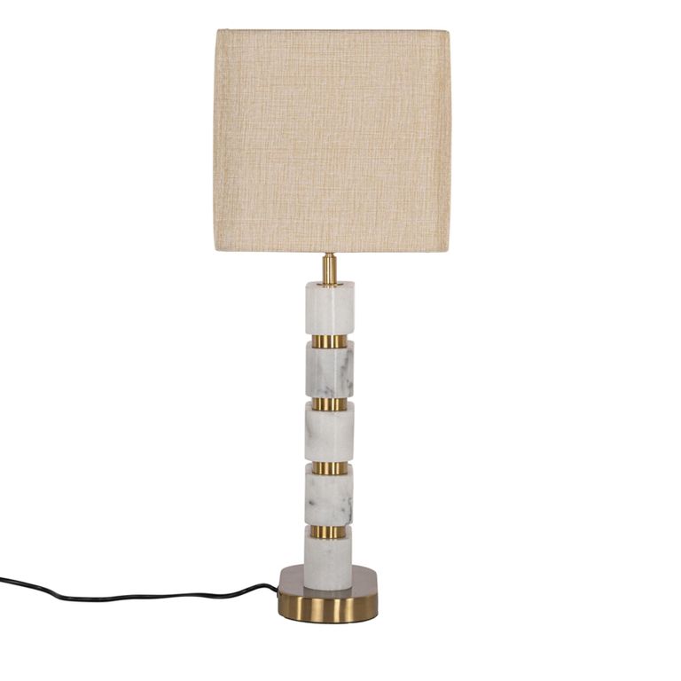 Lenore Table Lamp - White and Gold - Marble and Fabric