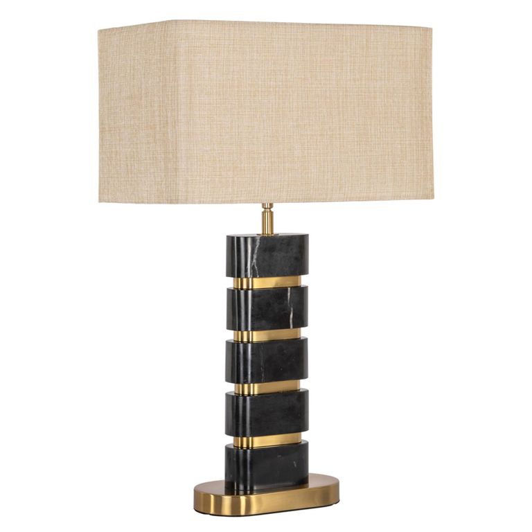 Levina Table Lamp - Black and Gold - Marble and Fabric