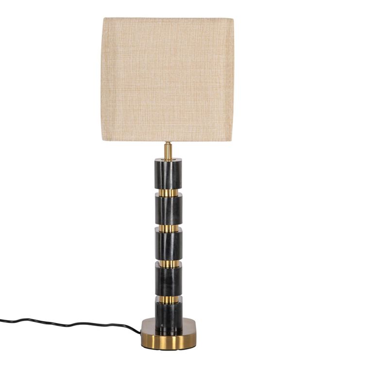 Levina Table Lamp - Black and Gold - Marble and Fabric