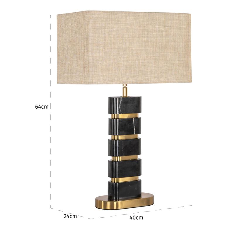 Levina Table Lamp - Black and Gold - Marble and Fabric