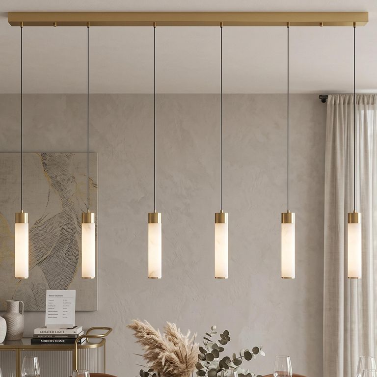 Elaris Chandelier - White and Brass - Metal