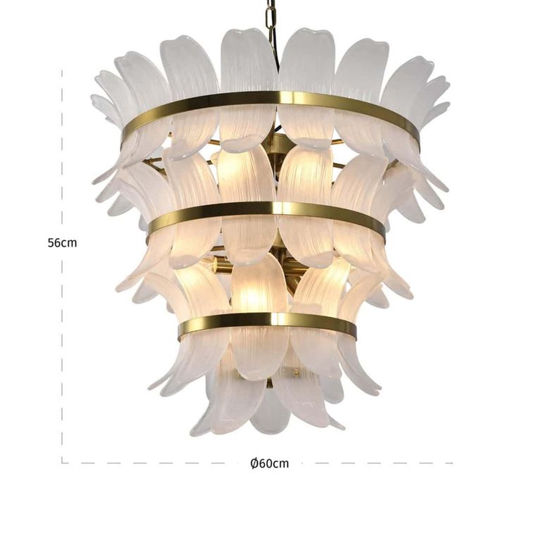 Ameline Chandelier - Antique Brass - Glass and Metal