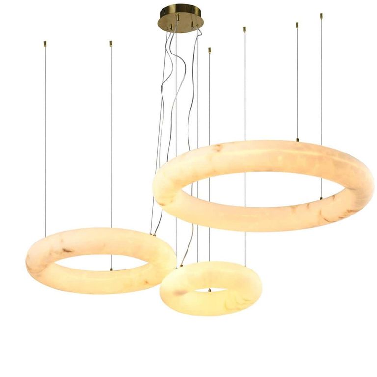 Thalora Chandelier - White and Brass - Resin and Metal