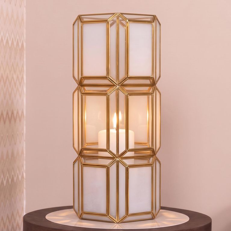 Emilia Hurricane Light - Antique Brass - Glass and Metal