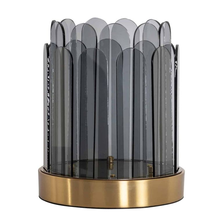 Daisey Hurricane Light - Small - Gold and Smoke - Glass and Metal