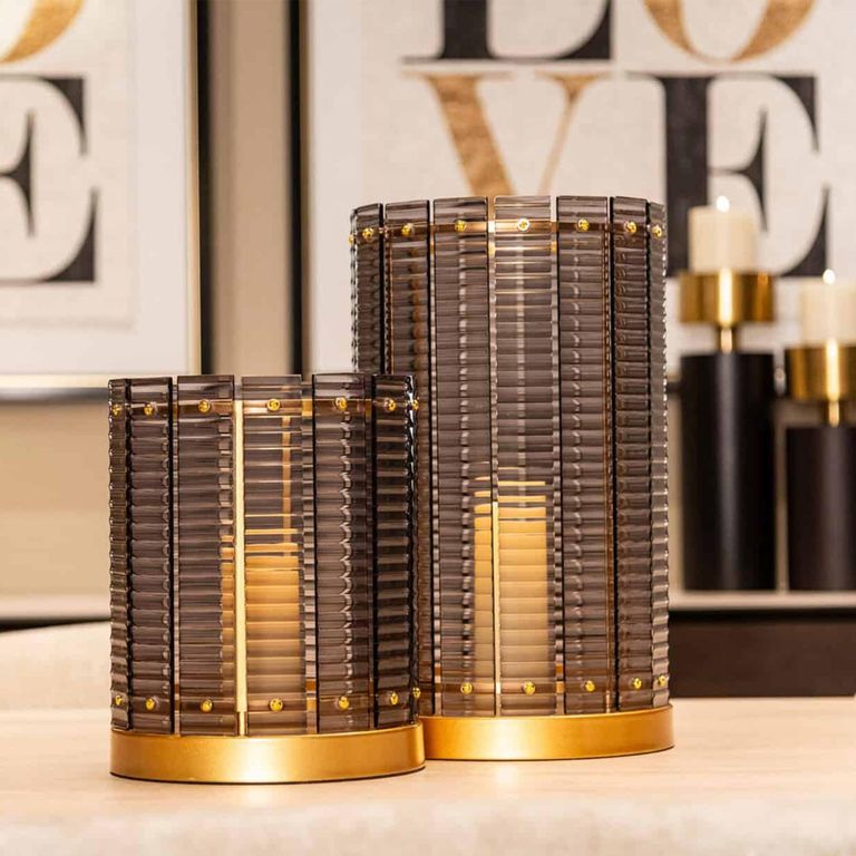 Daylin Hurricane Light - Small - Gold and Smoke - Glass and Metal
