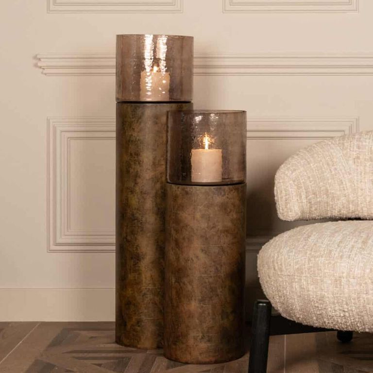 Mayce Hurricane Light - Small - Gold - Glass and Metal