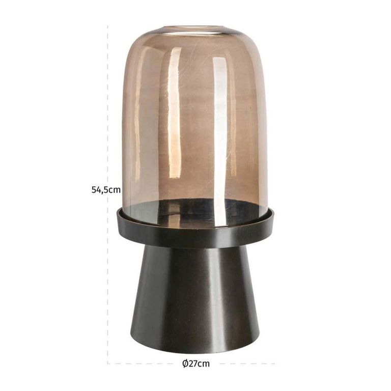 Meave Hurricane Light - Walnut - Glass and Metal