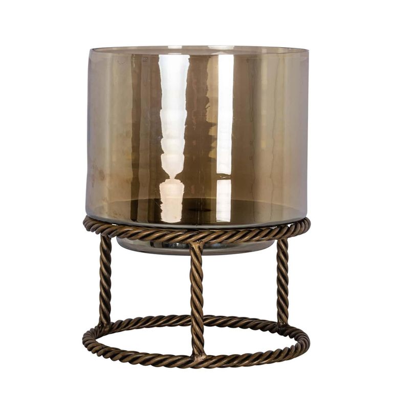 Ropia Hurricane Light - Antique Brass - Glass and Metal