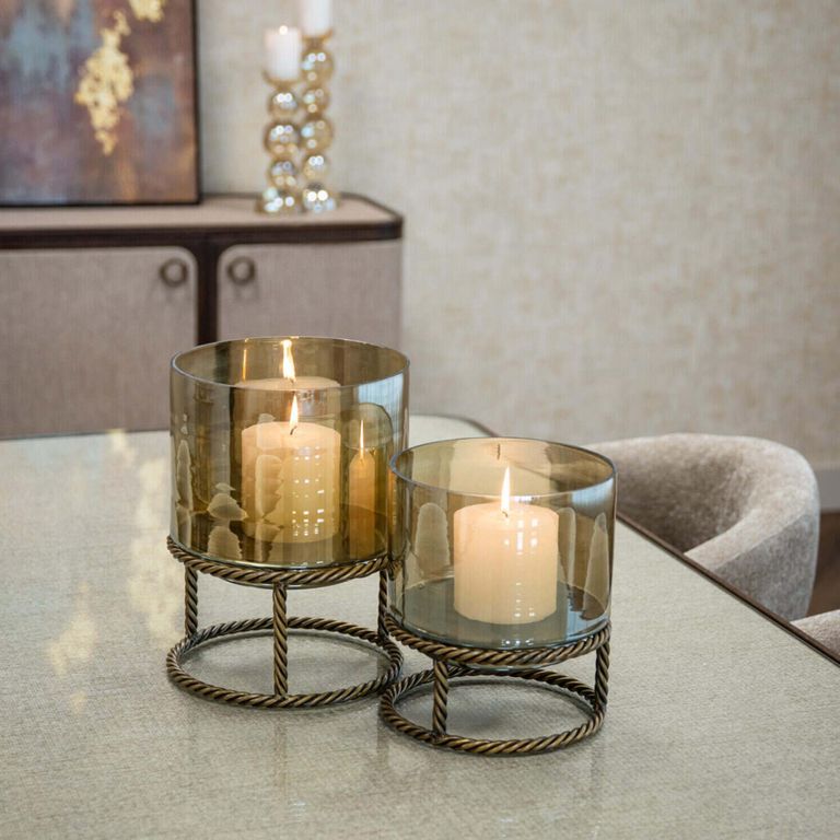 Ropia Hurricane Light - Antique Brass - Glass and Metal