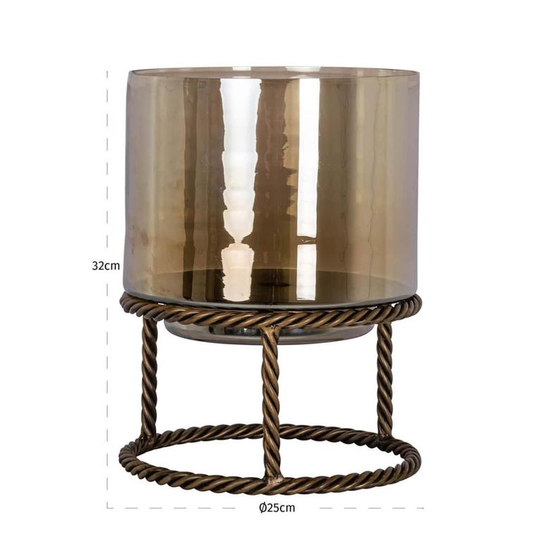 Ropia Hurricane Light - Antique Brass - Glass and Metal