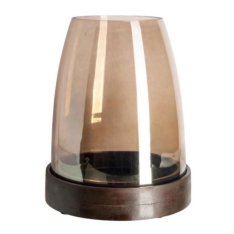 Skye Hurricane Light - Walnut - Glass and Mango Wood