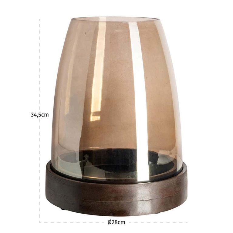 Skye Hurricane Light - Walnut - Glass and Mango Wood