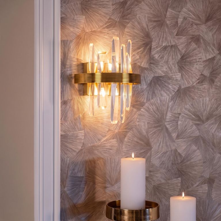 Brigh Crystal and Gold Wall Lamp