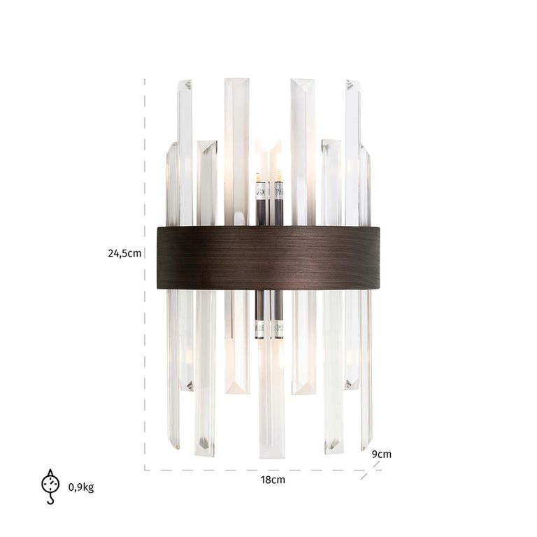 Avan Glass and Bronze Wall Lamp