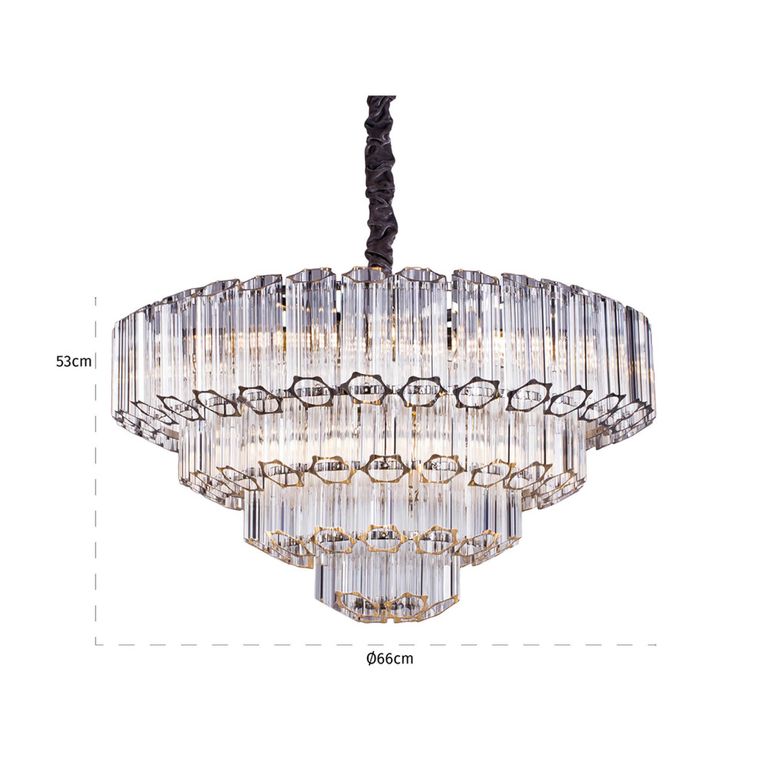 Bece Glass and Chrome Chandelier