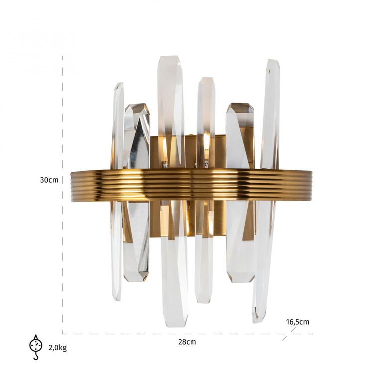 Brigh Crystal and Gold Wall Lamp