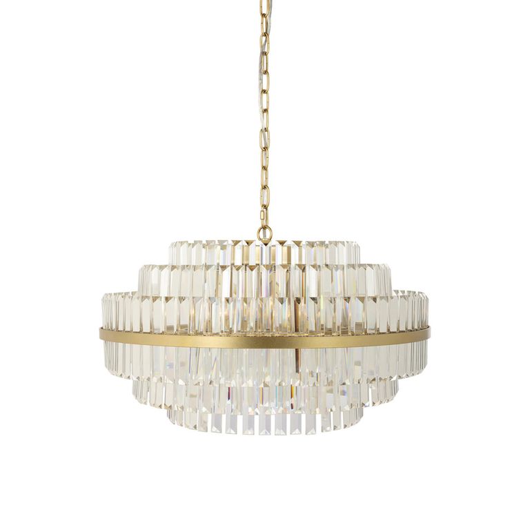 Desire Crystal and Brushed Gold Large Chandelier