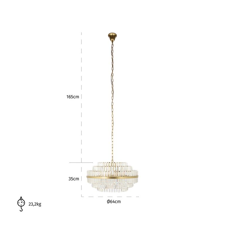 Desire Crystal and Brushed Gold Medium Chandelier
