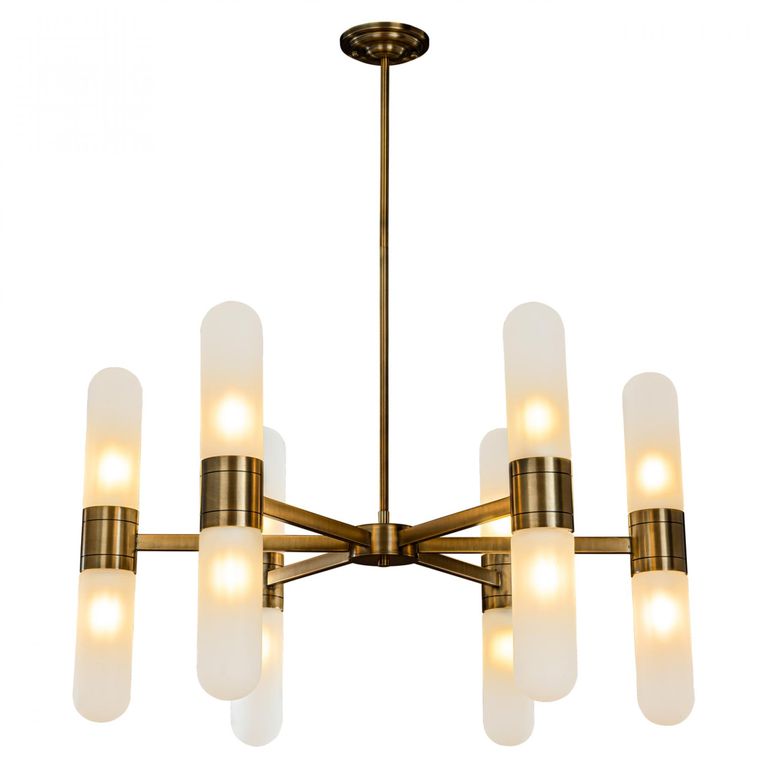 Tricon Glass and Bronze Chandelier