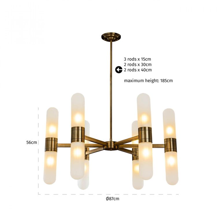 Tricon Glass and Bronze Chandelier