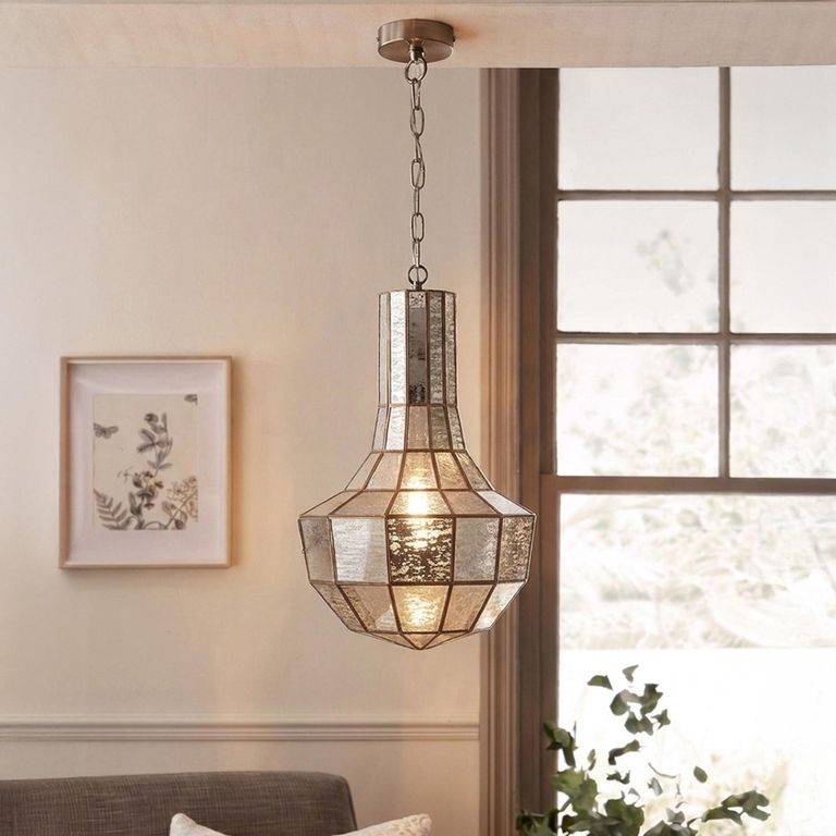 Indora Geometric Pendant Light - Antique Brass - Glass and Metal