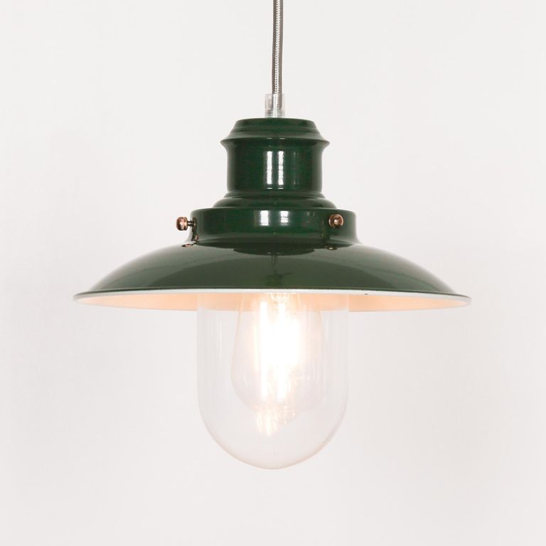 Fishermans Ceiling Light - British Green Painted Metal