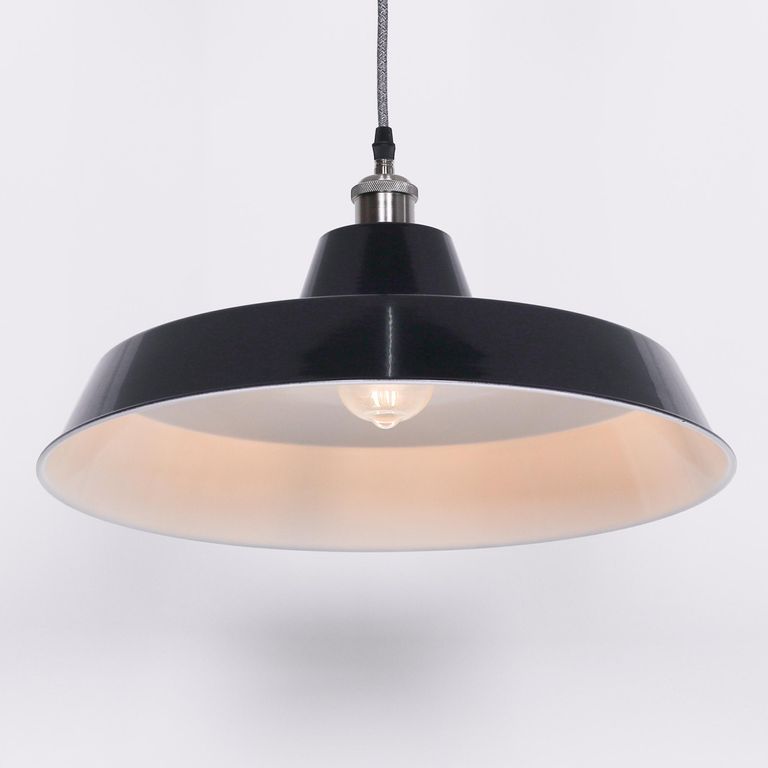 Factory Style Pendant Light - Royal Blue Painted Metal - 46cm