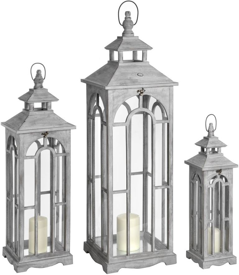 Wooden Lanterns - Set of 3 - Archway Design
