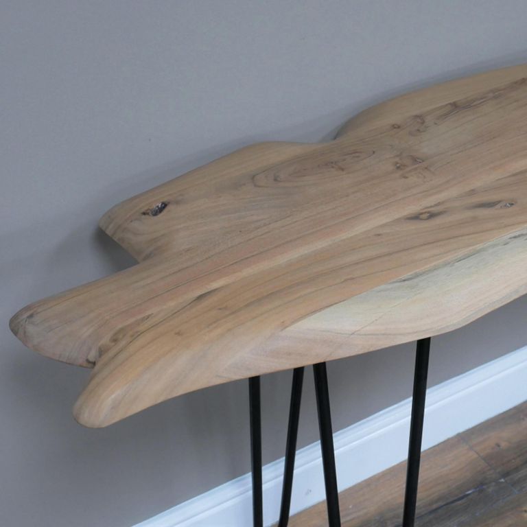 Office Desk - Live Edge - Hairpin Leg - Natural and Black - Acacia Wood and Metal