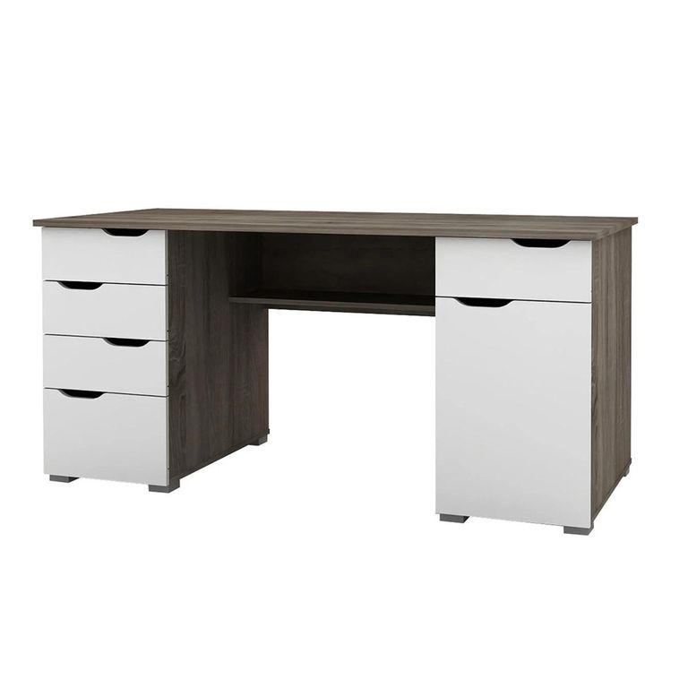 Kentucky Office Desk - Dark Oak & High Gloss White - AW1374DO