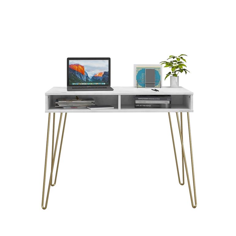 Novogratz Athena Desk - White Marble - AW9618891COMNUK