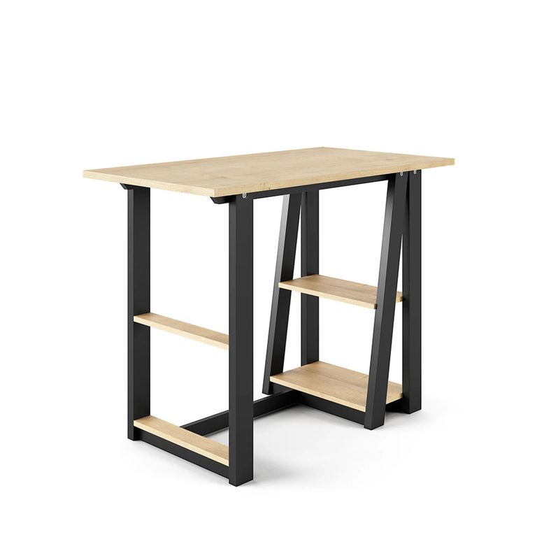 Penzance Study Desk - Oak & Black - AW3140