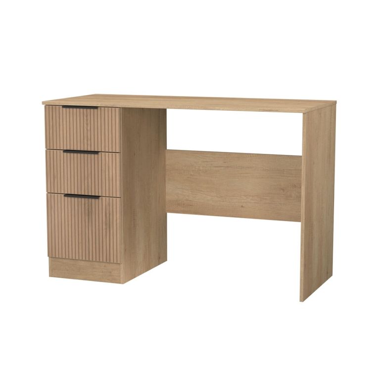Java Fluted Desk - 3 Drawer - Natural and Nebraska