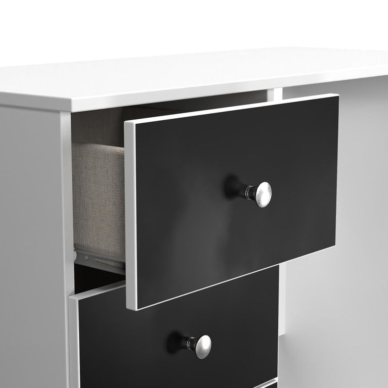 Yarmouth Desk - 3 Drawer - Black Matt and White Matt