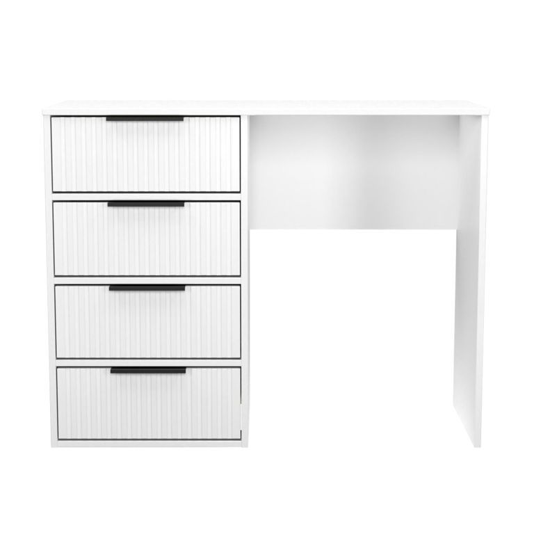 Fluted Desk - 4 Drawer - White Matt