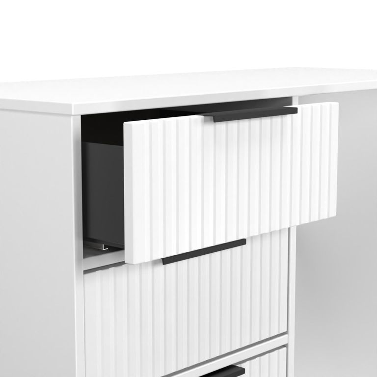 Fluted Desk - 4 Drawer - White Matt