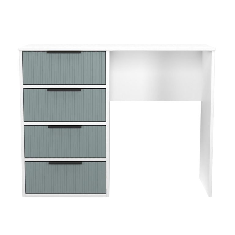 Fluted Desk - 4 Drawer - Duck and White Matt