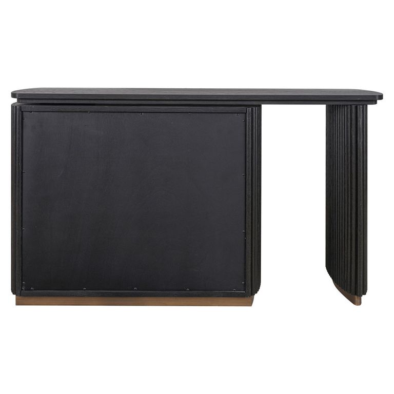Cambon Dark Oak and Brass Curved Writing Desk