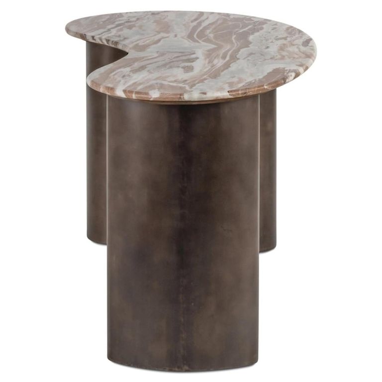 Brando Office Desk - Kidney - Blush Beige - Marble and Metal