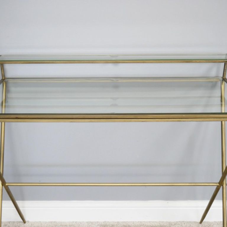 Office Desk - Gold - Glass and Metal